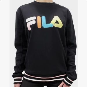 Fila Multi-color Women's Black French Terry Crewneck Sweatshirt/Hoodie
